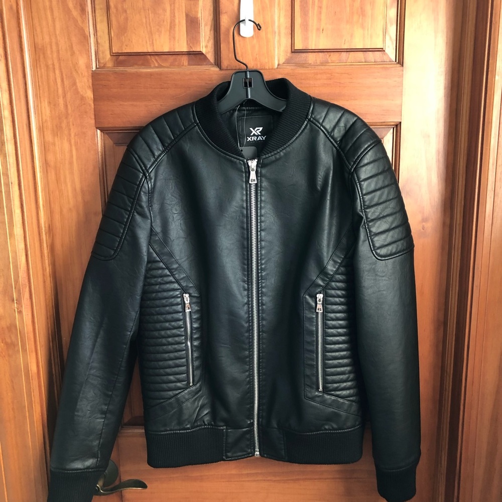 Men’s PU Moto Bomber Jacket